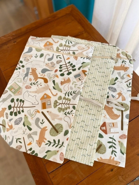 Kit 3 Sacos Bosque M Maternidade ou Escola