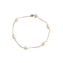 Pulseira em ouro 18k com pérolas barrocas (265)