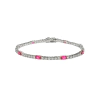 Pulseira riviera em prata 925 com zircônias transparentes e rosas