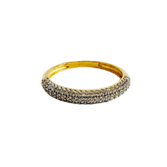 Anel meia aliança em ouro 18k com zircônia (240)