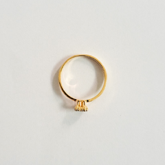 Anel coração em prata 925 com banho de ouro 18k e zircônias transparentes - Joalheria Exata