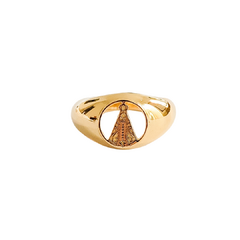 Anel Nossa Senhora Aparecida em prata 925 com banho de ouro 18k