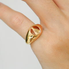 Anel Nossa Senhora Aparecida em prata 925 com banho de ouro 18k - comprar online