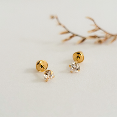 Brinco infantil em ouro 18k com zircônia 2,5mm (0,25) - comprar online