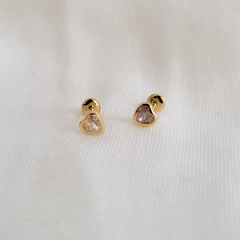 Brinco infantil coração em ouro 18k com zircônia (045) - comprar online