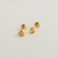 Brinco infantil coração em ouro 18k com zircônia (0,40) - comprar online