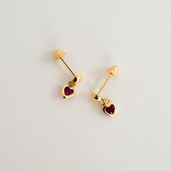 Brinco infantil coração em ouro 18k com zircônia (050) - comprar online