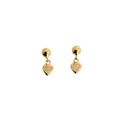 Brinco infantil coração em ouro 18k com zircônia (050)