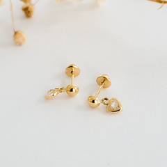 Brinco infantil coração em ouro 18k com zircônia (050) - comprar online