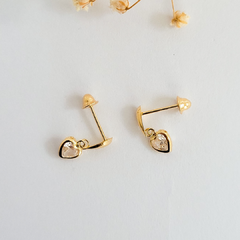 Brinco infantil coração em ouro 18k com zircônia (060) - comprar online