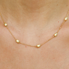 Colar sementes em prata 925 com banho de ouro 18k - Joalheria Exata