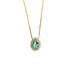 Colar gota em prata 925 com banho de ouro 18k e zircônias transparentes e verde