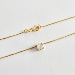 Colar ponto de luz em prata 925 com banho de ouro 18k e zircônia transparente - Joalheria Exata