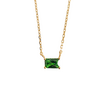 Colar retangular em prata 925 com banho de ouro 18k e zircônia verde