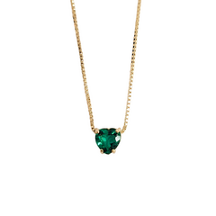 Colar coração em prata 925 com banho de ouro 18k e zircônia verde