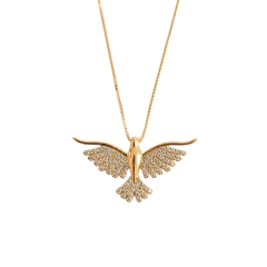 Colar Divino Espírito Santo em prata 925 com banho de ouro 18k e zircônias transparentes