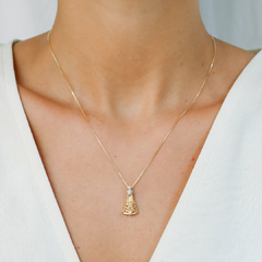 Colar Nossa Sra. Aparecida em prata 925 com banho de ouro 18k e zircônias transparentes - comprar online