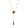Colar Sagrado Coração de Jesus em prata 925 com banho de ouro 18k e zircônias rosas