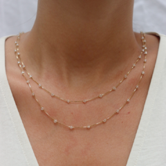 Colar duplo elo veneziano em ouro 18k com cristais (550) - comprar online