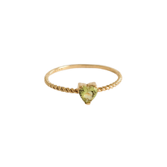 Anel coração em ouro 18k com zircônia verde (100)