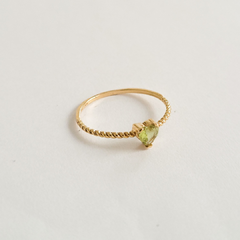 Anel coração em ouro 18k com zircônia verde (100) - Joalheria Exata