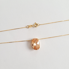 Colar com pingente oval em ouro 18k com zircônia laranja (190) na internet
