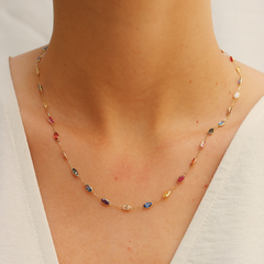 Colar com pedras em ouro 18k com zircônias coloridas (410) - comprar online