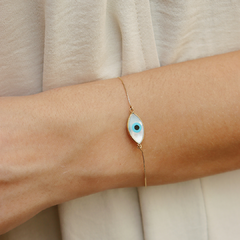 Pulseira olho grego em ouro 18k e madrepérola (215) - comprar online