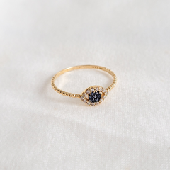 Anel olho grego em ouro 18k com zircônias coloridas (110) - Joalheria Exata