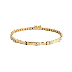 Pulseira riviera em prata 925 com banho de ouro 18k e zircônias transparentes