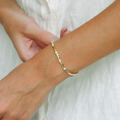 Pulseira riviera em prata 925 com banho de ouro 18k e zircônias transparentes - comprar online