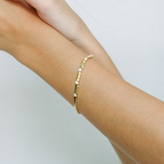 Pulseira riviera em prata 925 com banho de ouro 18k e zircônias transparentes - Joalheria Exata