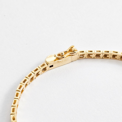 Pulseira riviera em prata 925 com banho de ouro 18k e zircônias transparentes - loja online