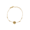 Pulseira flor em prata 925 com banho de ouro 18k e zircônias transparentes