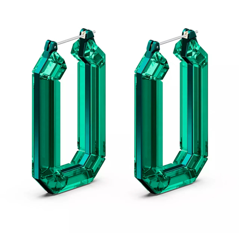 Aros de aro Lucent - Verde Baño de Rodio