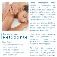 Massagem Relaxante 60 min | segunda a sábado | Val. 3 meses