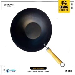 Wok Sarten 28Cm Fary Home Antiadherente Mango Madera - comprar online