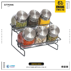 Set X6 Especieros De Vidrio Hudson Con Tapa De Acero