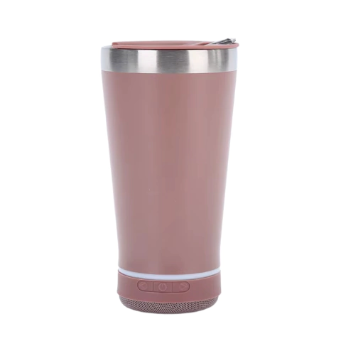 Vaso Parlante Térmico Acero Inoxidable Tapa Abridor Salmon - comprar online