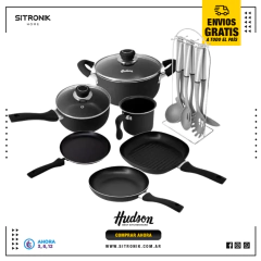 Combo Hudson Teflon BISS x6pzs Black Utensilios Hudson