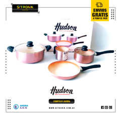 Set de Batería Hudson Ceramica Bronce 3 Pz + Jarro