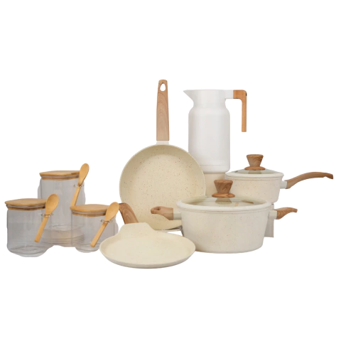 Set Carol Crema 8pz Antiadhrente Apto Induccion