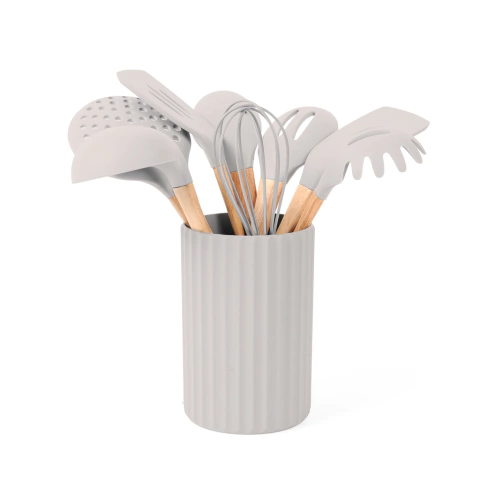 Set X9 Utensilios Silicona Mango Madera Carol Tiza