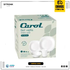 Set Vajilla 16pz Opal Carol Cuadrado