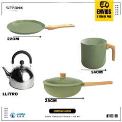 Combo Hudson Completo Olive Antiadhrente 13pz - Sitronik Home | Todo para la cocina y el hogar |  Las mejores marcas Hudson, Carol, Tramontina, Fary Home 
