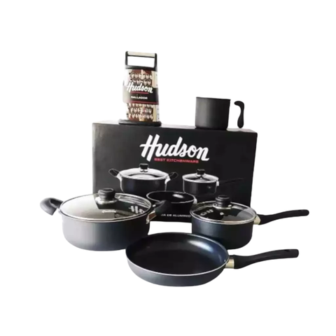 Juego De Ollas Batería Hudson Negro Teflón Doble 7pz - comprar online