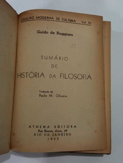Sumário De História Da Filosofia - Guido De Ruggiero - comprar online