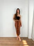 Saia midi com fenda lateral canelado estampado nick