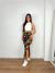 Saia midi com fenda lateral canelado estampado nick na internet