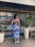 Vestido canelado estampado com bojo nick - azul tropical - loja online